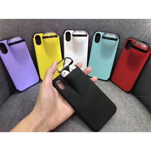 Anti-fall Mobile Phone Case with Bluetooth Earphone Storage Box For Apple 11 Mobile X/XS/11 Pro Soft Case