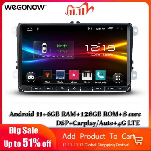 DSP 9'' Android 10.0 4G 64G Car Player GPS WIFI Bluetooth Radio For VW Golf mk6 Polo Jetta Tiguan Passat B6 5 cc skoda octavia