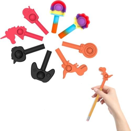 Stress Relief Sensory Push Bubble Fidget Pen Topper Pencil Cap Case Cover Anti-stress Fidget Toys Stress Relief Sensory Push