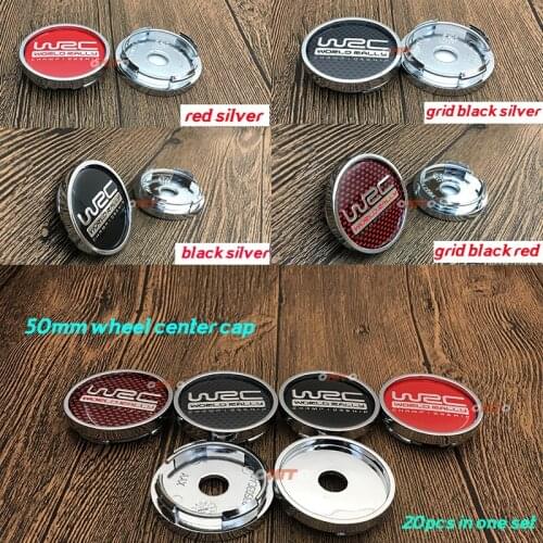 Black/red /grid black red/grid black 20pcs/set WRC logo Emblem 50mm 5cm Wheel center cap wheel hub cap Car Styling for all car