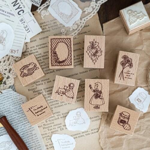 Wooden Stamps Floral Girls Dog Decorative Rubber Wooden Stamps For Diy Craft Card And Scrapbooking