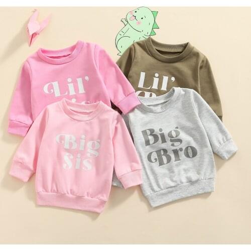 Kids Pullovers Fashion New Winter Autumn Girls Boys Clothes Letter Print Sweatshirts Baby Toddler Cotton Outwear Tops