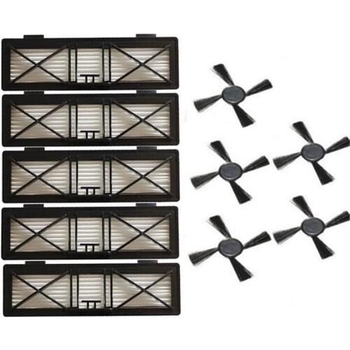 5x HEPA Filter & 5x side brush for Neato Botvac D3 D4 D5 D6 D7 D70 D75 D80 D85 Connected Botvac 75e 80 85 brushes filters parts