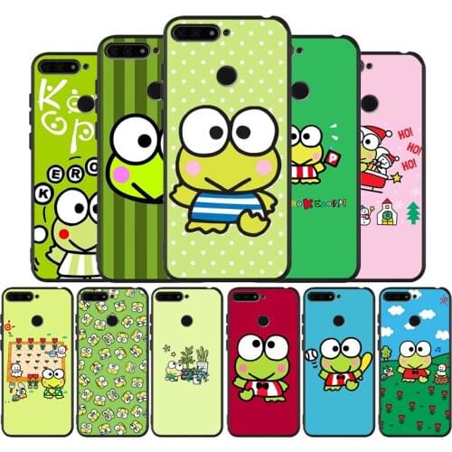 Cute green frog Keroppi Black TPU Silicone Soft Phone Case For Honor 8X 9 8 10 20 30 Lite Pro MATE 9 10 20 30 Pro Lite