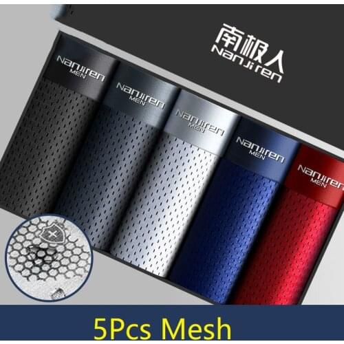 Mens underwear boxer summer ice silk mesh breathable thin shorts mens brand sexy boxer shorts L-4XL PIus size