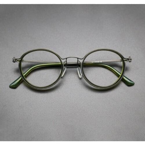 Vintage Titanium Glasses Frame Men Retro Round Prescription Acetate Eyeglasses 2021 New Women Optical Korea Luxury Eyewear Frame