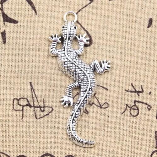 4pcs Charms wall lizard gecko 72x32mm Antique Silver Color Pendants DIY Crafts Making Findings Handmade Tibetan Jewelry