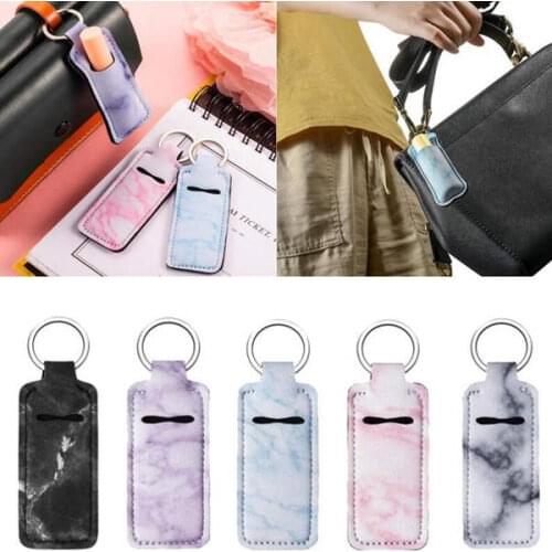 Portable Lipstick Holders Lip Cover Neoprene Keychain Marble Printed Chapstick Holder Bag Wrap Party Favor Gift