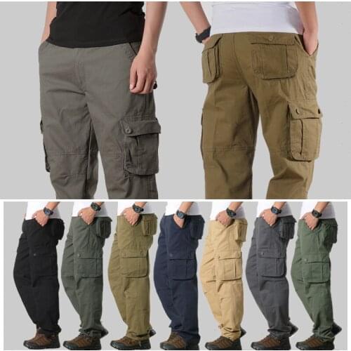 Plus Size Mens Cargo Pants Multi Pocket Military Trousers 2021 New Outdoor Work Pants Mens Army Straight Casual Long Trousers