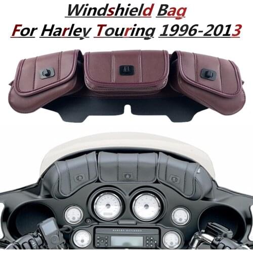 Motorcycle 3-Pocket Windshield Batwing Fairing Pouch Bag For 1996-2013 Harley Electra Street Glide Touring