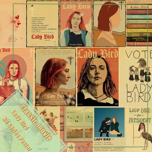 Vintage Movie Lady Bird Retro Poster Kraft Paper High Quality Home Room Art Print Wall Stickers Painting