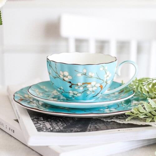 Top Grade Bone China Coffee Cup Dish Set British Teatime Afternoon Porcelain Tea Cups And Saucers Dessert Flat Plate Tea Party
