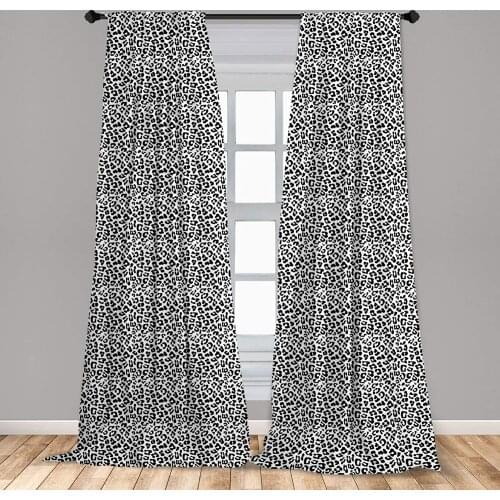 Leopard Print Curtain for Kids Rooms Black and White Graphic Style Wild Jungle Animal Abstract Skin with Spots Window Drapes
