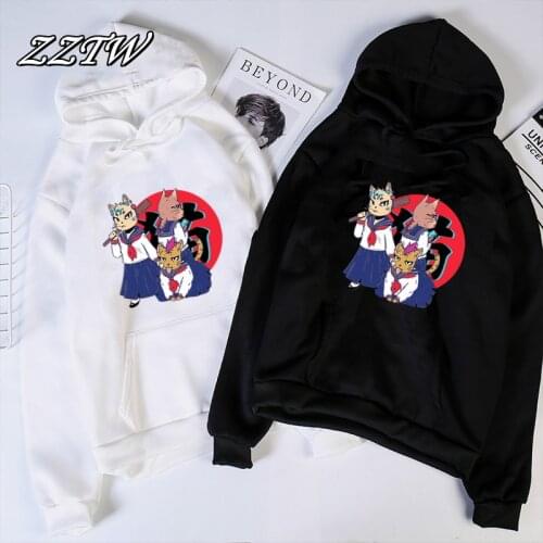 Kawaii Cute Cat Streetwear Hoodies Women Sweatshirt Autumn Long Sleeve Hoodies Harajuku Hoodie Sweatshirt Women Sudadera Mujer
