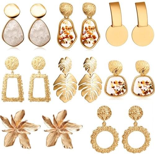 Womens Earrings 2020 Fashion Big Geometric Round Drop Earrings For Women Metal Statement Hanging Dangle Earrings Modern Jewelry