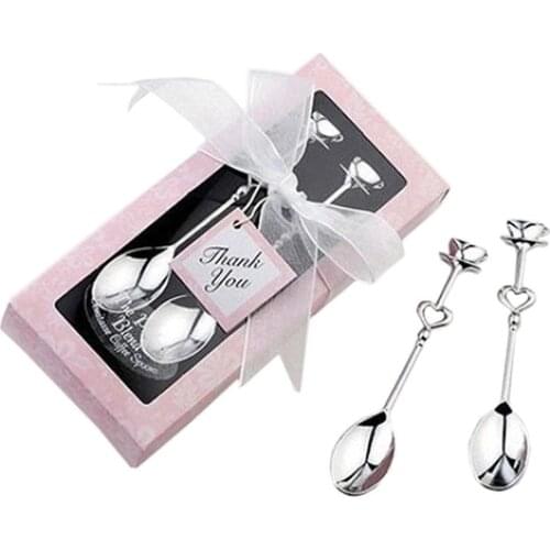 1Pair Heart Tea Coffee Drinking Spoon Teaspoon Bridal Shower Favor Wedding party decorations mariage wedding gifts for guests