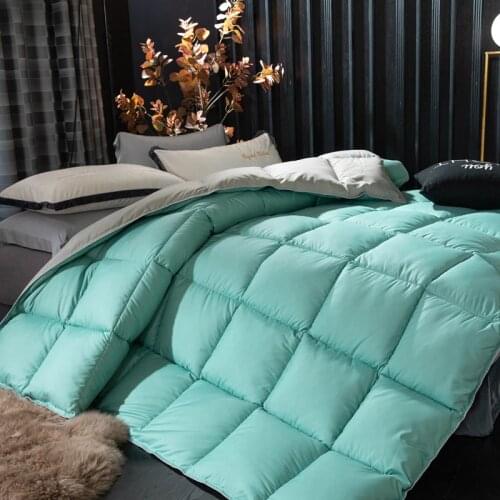 1 piece of 100% white goose down quilt solid color winter thickening en winter bedding warm quality quilt autumn blanket padding