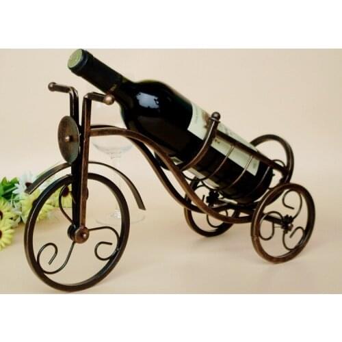 1PC Retro Tricycle Shape Red Wine Rack Kitchen Wine Holder Metal Wine Shelf for Wedding Banquet Restaurant Home Bar KI 2053