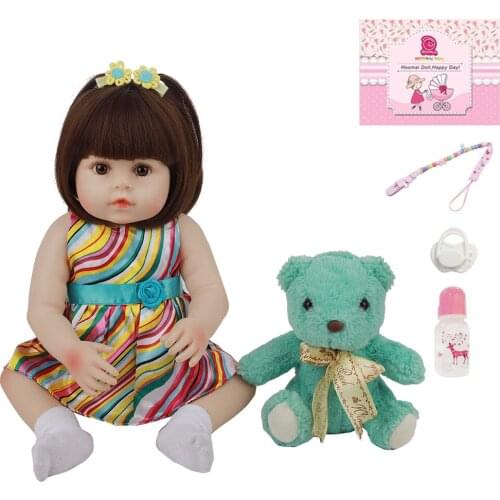 48CM Realistic Baby Bebe Reborn Doll For Girl Pure Handmade Silicone 18Inch Full Body Babies Doll Toy Kid Gifts Bedtime Playmate