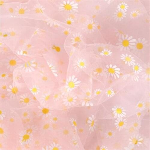 5 Yards/lot Daisy Print Tulle Mesh Lace Fabric Sheer Embroidery For DIY Sewing Curtain Wedding Dress Bridal Veil Lace Top Scarf