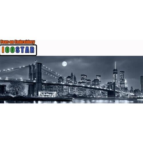 5D DIY Full Square Diamond Painting New York Brooklyn Bridge Embroidery Pictures Round Diamond city night Mosaic Home Decor Gift