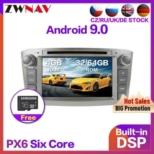 PX6 DSP Android 10 Car DVD Stereo Multimedia For 2003 2004 2005 2006 2007 2008 Toyota Avensis T25 Auto Radio GPS Audio Head Unit