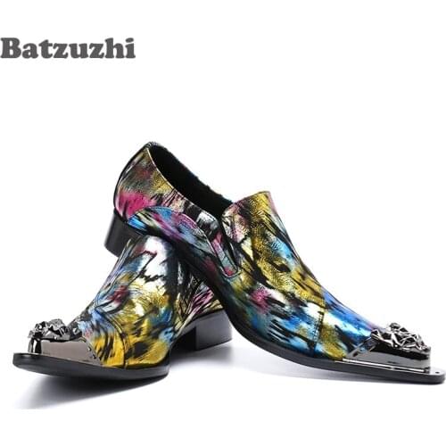 Batzuzhi Color Formal Leather Dress Shoes Men Fashion Men Shoes Iron Toe Chaussure Homme Cool Party & Wedding Shoes for Men
