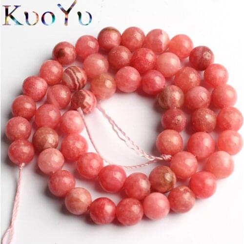 Natural Stone Rhodochrosite Beads Round Smooth Loose Beads Gem Stone For Jewelry Making DIY Bracelet Necklace 15''Inch 6/8/10mm