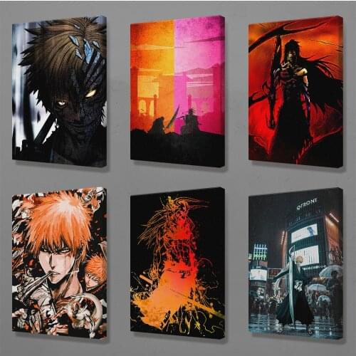 Ichigo BLEACH Colorful design Poster Framed Wooden Canvas Wall Art Decoration Prints for Living Room Home Frame Decor Painting