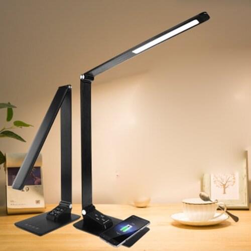 Business office reading reading learning mobile phone wireless charging usb smart display led folding table lamp
