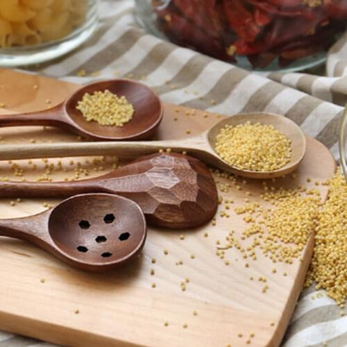 1Pc Wooden Spoon Long Handled Soup Spoon Korean Style Wood Spoon Dessert Spoon Kitchen Cook Tableware Wooden Utensils