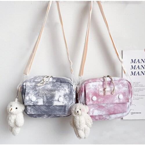 Canvas Tote Bag Shopper Bag Women Designer Handbag 2021 Girl Fashion Casual Cute Contrast Tie Dye Letter Joker Mini Shoulder Bag