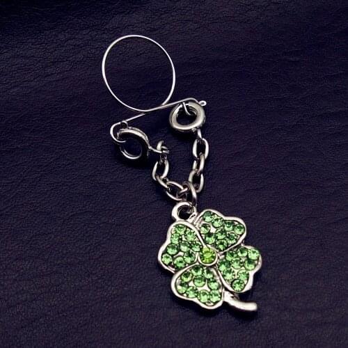 2pcs Stainless Steel green clover Fake Nipple Rings non-piercings adjustable Nipple shield body piercing jewelry