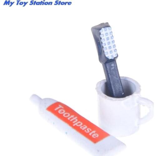 Doll House Miniature Bathroom Accessory Toothbrush Toothpaste Cup Set 3pcs/set Dollhouse Bathroom1/12