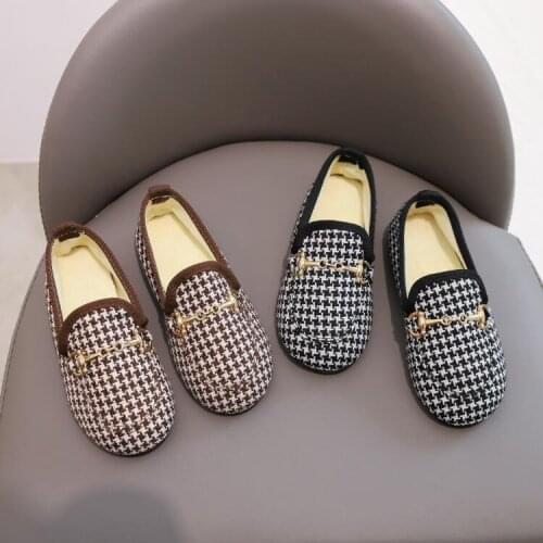 Metal buckle casual shoes 2021 Boys Girls New Kids Fur Shoes Flat Princess Girls Shoes outdoor all-match durable flat shoes