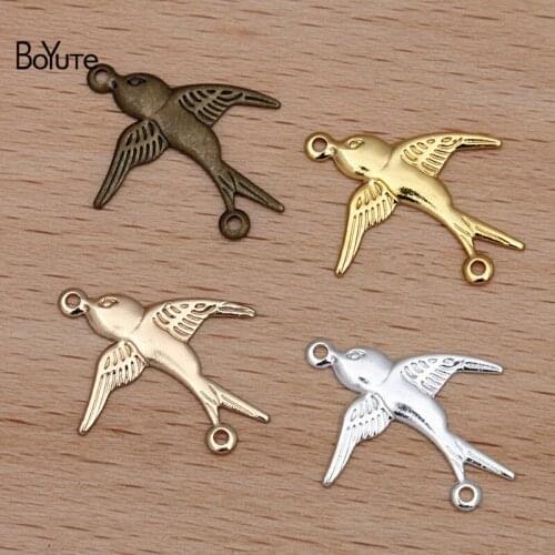 BoYuTe (100 Pieces/Lot) 17*20MM Metal Brass Bird Shape Connector Charms Diy Handmade Jewelry Making Materials