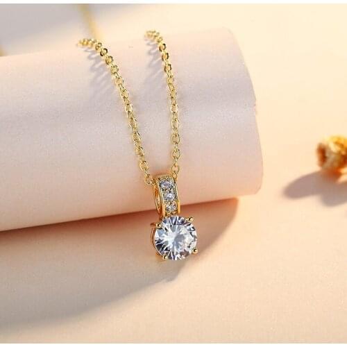 Fashion Trend New Style Necklaces Womens Simple All-Match Geometric Zircon 18K Gold Full Diamond Clavicle Chain