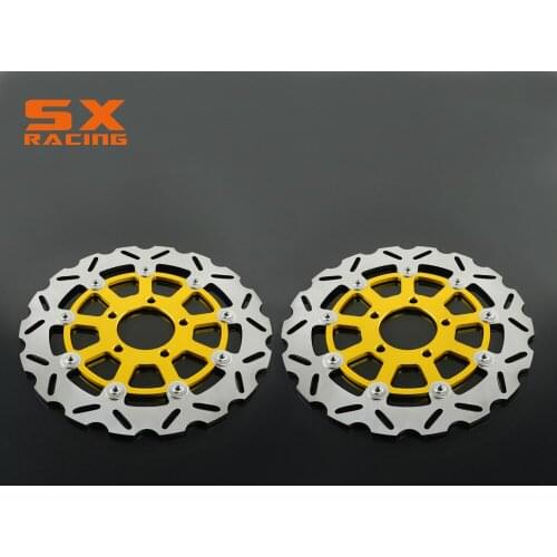 Motorcycle Black & Gold Front Floating Brake Disc Rotor For SUZUKI GSXR600 GSXR750 2004 2005 GSXR1000 2003 2004 Motorbike