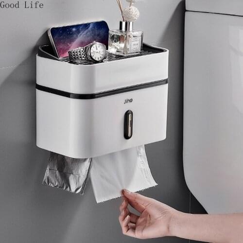 Toilet Wall Hanging Tissue Box Free Perforated Creative Waterproof Pumping Roll Paper Box Toilet Paper Holder