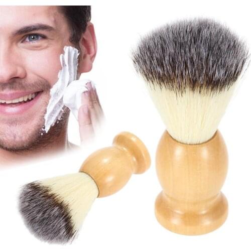 Nature Wooden Handle Soft Mens Shaving Brush Pure Big Nylon Hair Soft Face Cleaning Makeup Facial Razor Brush Shave Tools