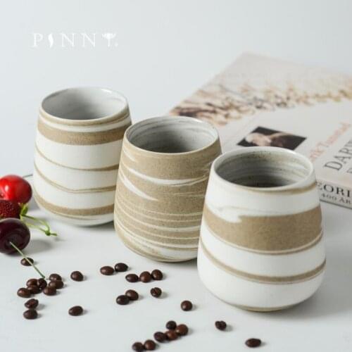 PINNY 400ML Retro Japanese Style Coffee Cup Ceramic Holding Teacups Jingdezhen Personalized Drinkware Pigmented Mug