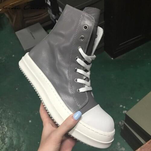 High Street RO Casual Leather Sneaker Rric Owens Women Boots Mens Shoes Original Men Shoe Streetwear Couple Sneaker For Men