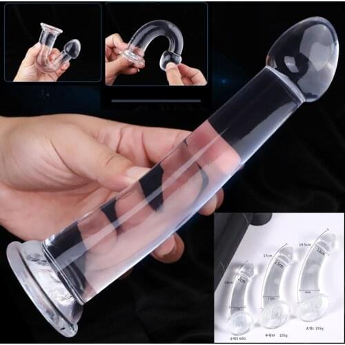 Transparent Butt Plug Soft Anal Plug with Strong Suction Cup G-spot Vaginal Massager Prostate Stimulator Erotic Adult Products