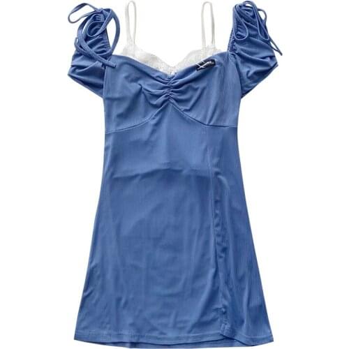 Puff Sleeve Sexy Slim Clavicle Slash Neck Dress