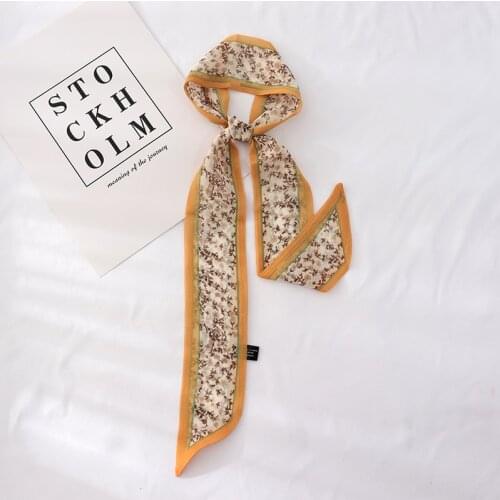 100cm*7cm New contracted aesthetic temperament wrist ribbon flower fairy long hair silk scarves female skinny scarf women 02