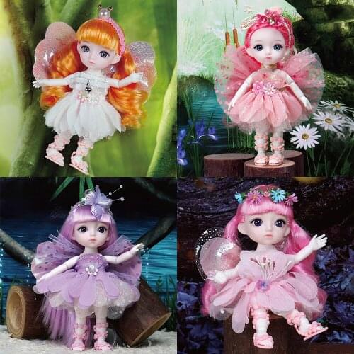 16cm Flower Doll Princess Dress Moveable Joint Bjd Doll With Clothes Headwear 3D Gray Brown Eyes Exquisite Dolls Toys For Girl