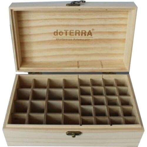 Modern Design 36 Slots Wooden Essential Oils Box Solid Wood Case Holder Aromatherapy Bottles Storage Organizer