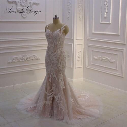 Amanda Design robe de mariee Cap Sleeve Lace Appliques Mermaid Wedding Dress 2019