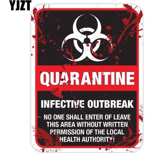 YJZT 15x20CM Funny ZOMBIE Warning Quarantine Infected Area Caution Retro-reflective Car Sticker Decals C1-8024