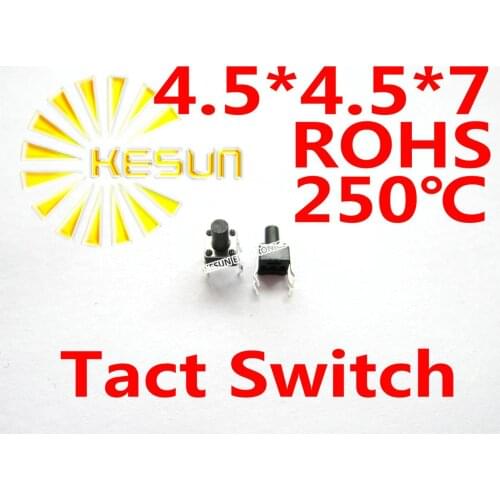 1000PCS 4.5X4.5X7 DIP Tactile Tact Mini Push Button Switch Micro Switch Momentary ROHS